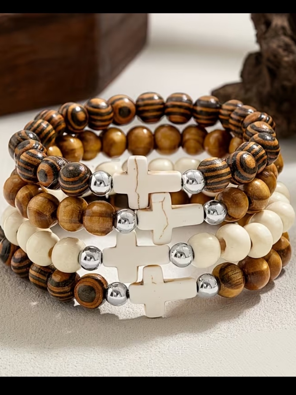 One Random Multi-Strand Beaded Cross Bracelet